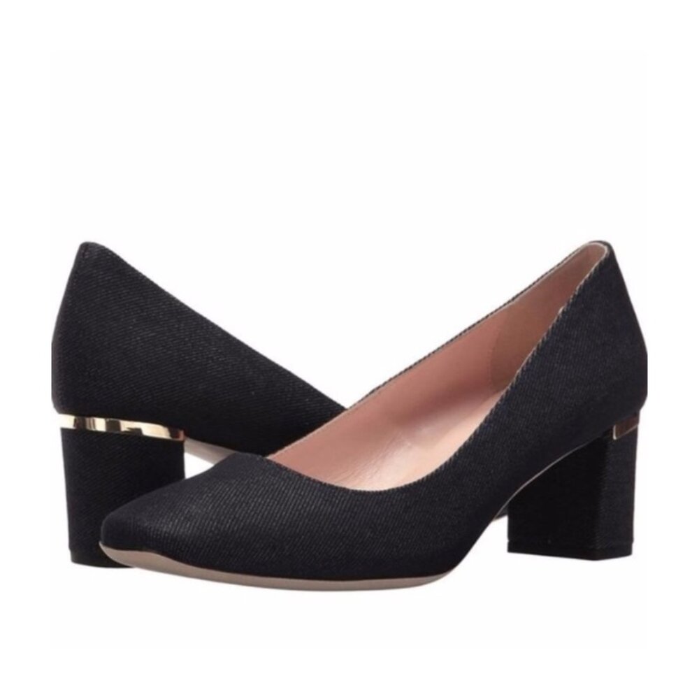 Kate Spade DOLORES TOO Indigo Denim Block Heel Pumps SZ 8.5 DRESSY PROFESSIONAL